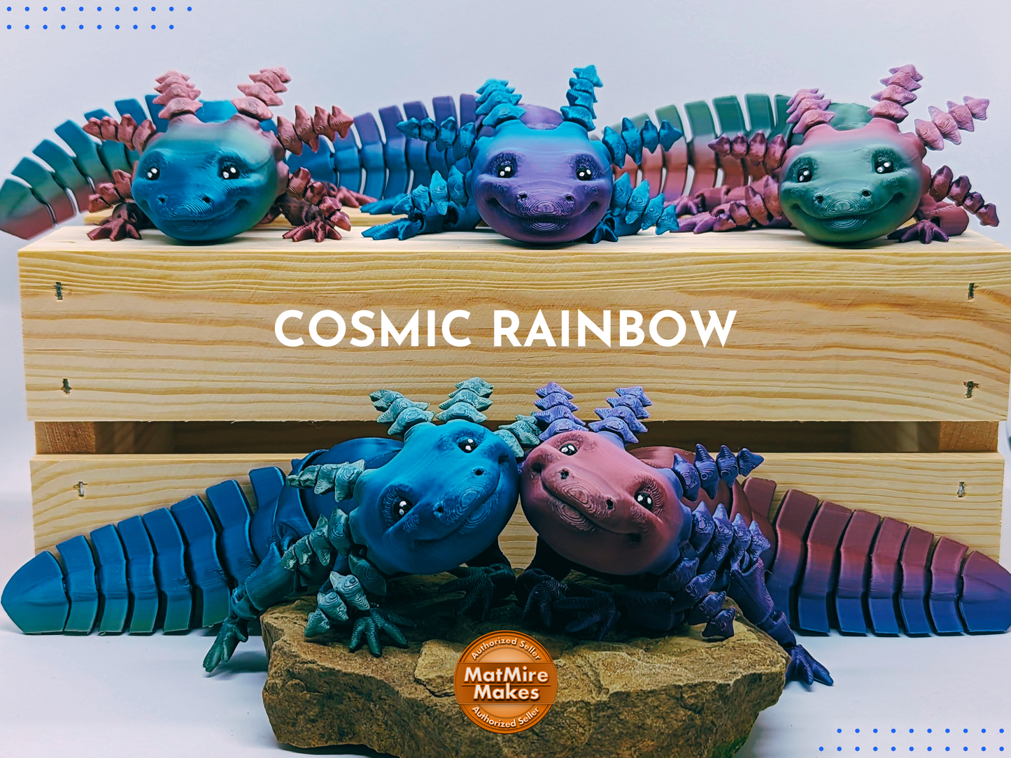 The Smiling Axolotl by MatMireMakes | Find your Familiar | 3D Printed Flexi Familiar