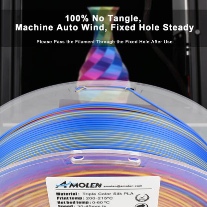 PLA Silk Triple Color 1.75mm, 1KG/2.2LB