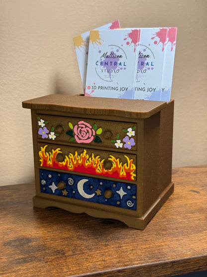 Painted Dresser with Bookmark Holder
